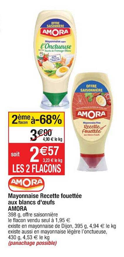 mayonnaise recette fouettée aux blancs d'oeufs amora 2ème flacon à -68%