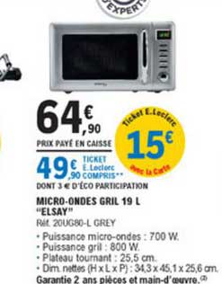 micro ondes gril 19 l elsay