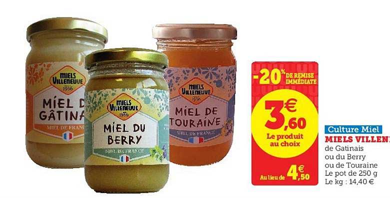 miels villeneuve culture miel 20% de remise immédiate