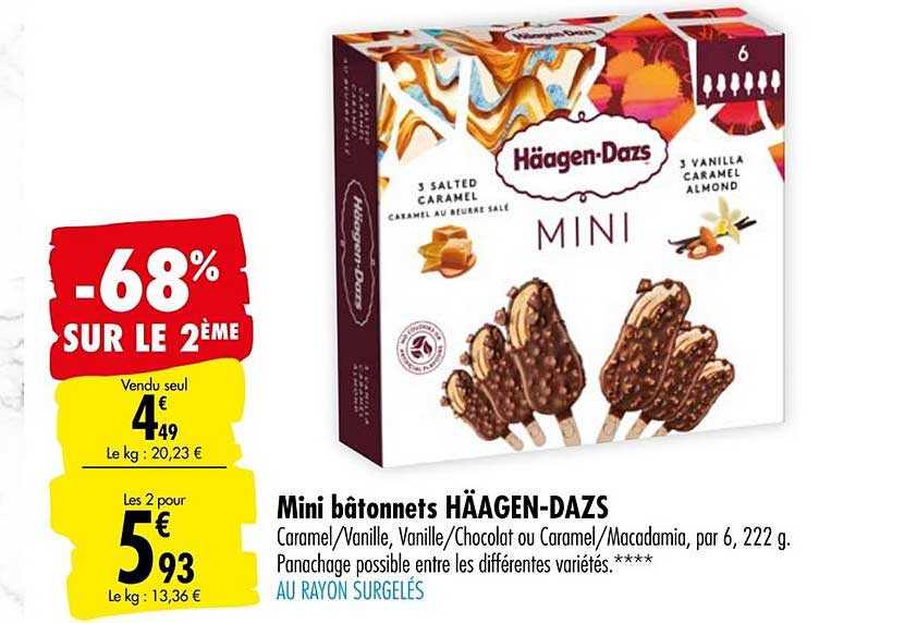 Mini Bâtonnets Häagen Dazs -68% Sur Le 2ème