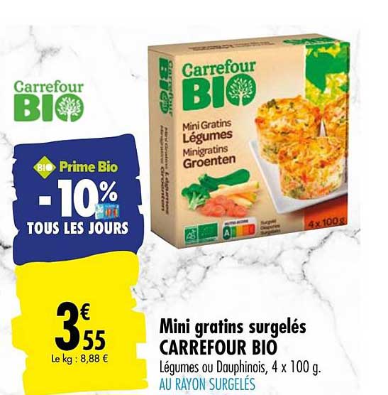 mini gratins surgelés carrefour bio