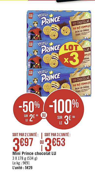 Mini Prince Chocolat Lu -50% Sur Le 2e Ou -100% Sur Le 3e