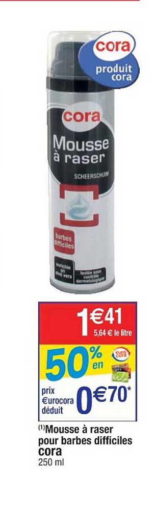 mousse à raser pour barbes difficiles cora