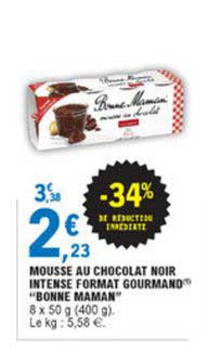 mousse au chocolat noir intense format gourmand bonne maman -34% de réduction immédiate