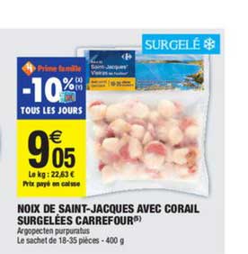 noix de saint jacques avec corail surgelées carrefour