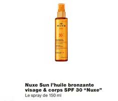 nuxe sun l'huile bronzante visage & corps spf 30 nuxe