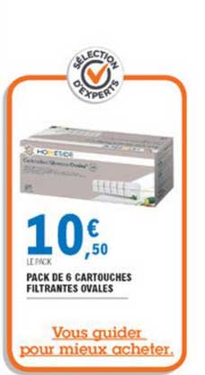 pack de 6 cartouches filtrantes ovales