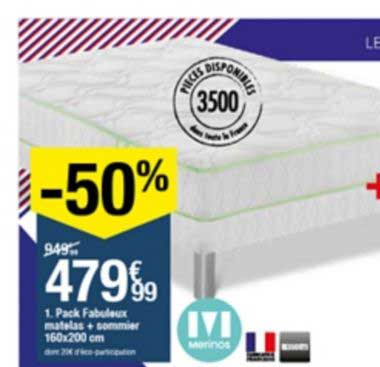 pack fabuleux matelas + sommier 160x200 cm
