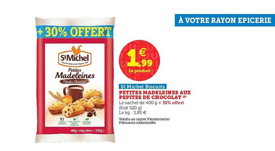petites madeleines aux petites de chocolat st michel biscuits