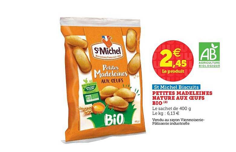 petites madeleines nature aux oeufs bio st michel biscuits