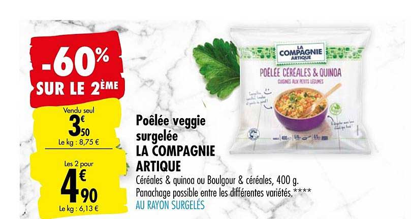 poêlée veggie surgelée la compagnie artique -60% sur le 2ème