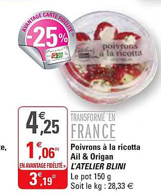 poivrons à la ricotta ail & origan l'atelier blini