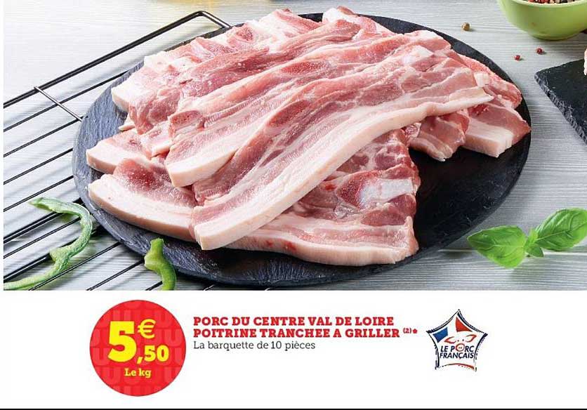 porc du centre val de loire poitrine tranchée à griller