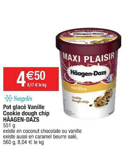 pot glacé vanille cookie dough chip häagen dazs