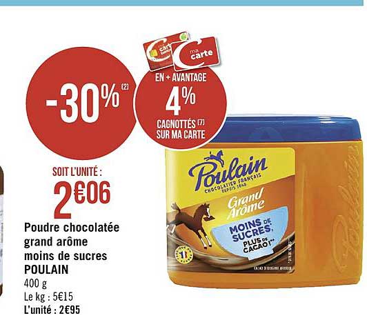 poudre chocolatée grand arôme moins de sucres poulain