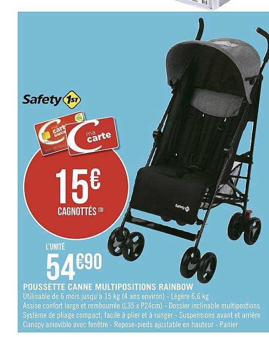 poussette canne multipositions rainbow safety 1st