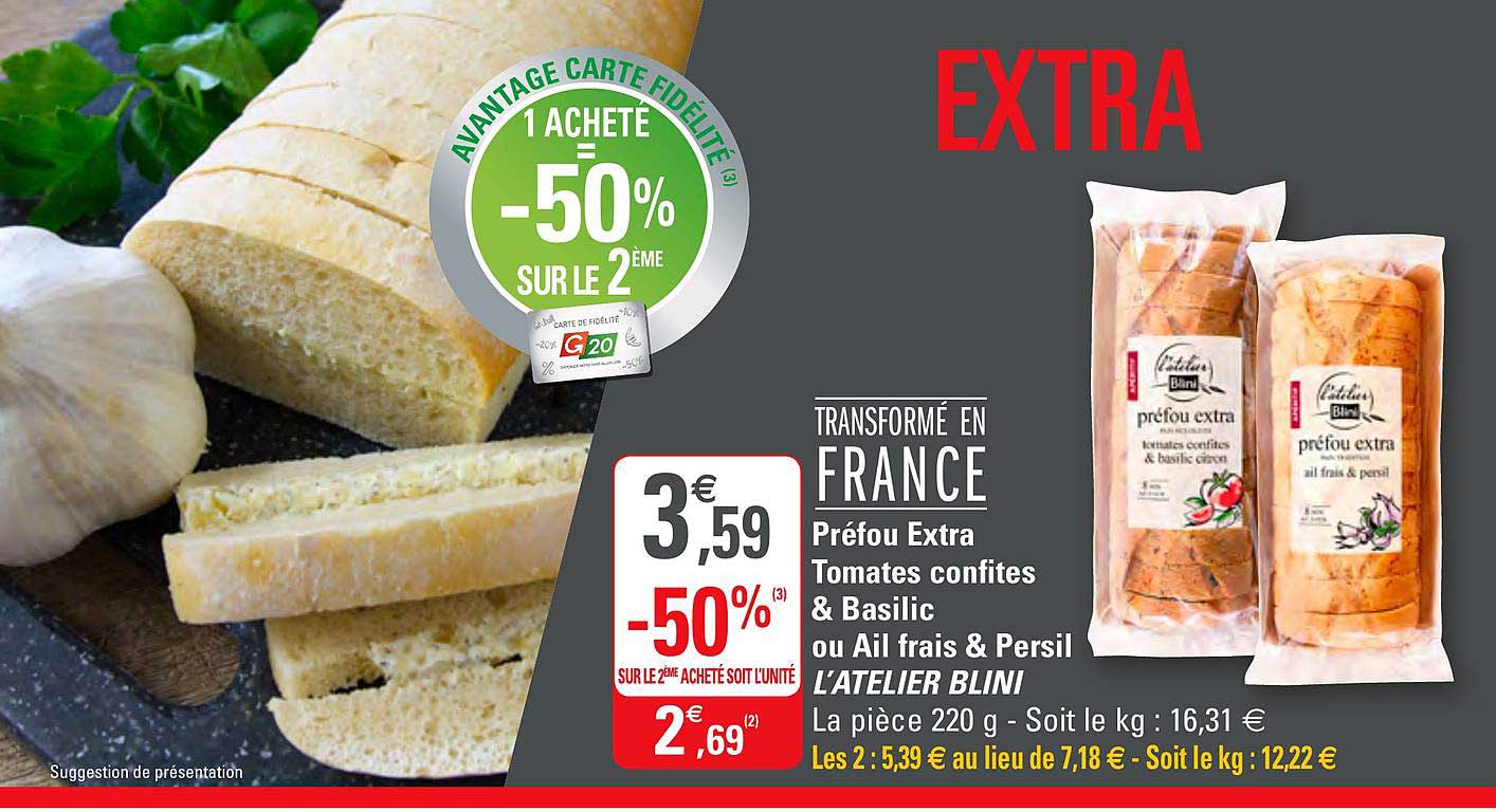 préfou extra tomates confites & basilic ou ail frais & persil l'atelier blini