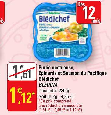 Purée Onctueuse épinards Et Saumon Du Pacifique Blédichef Blédina