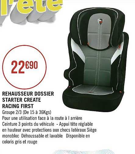 rehausseur dossier starter create racing first