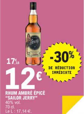 rhum ambré épicé sailor jerry -30% de réduction immédiate
