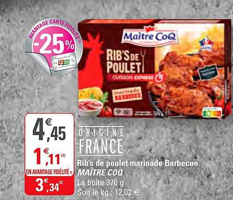 rib's de poulet marinade barbecue maître coq