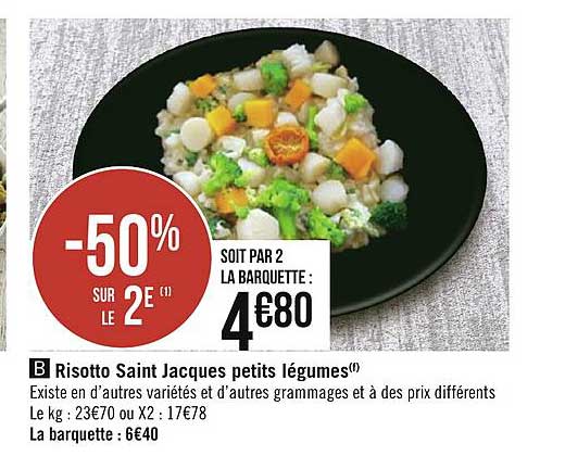 risotto saint jacques petits légumes -50% sur le 2e