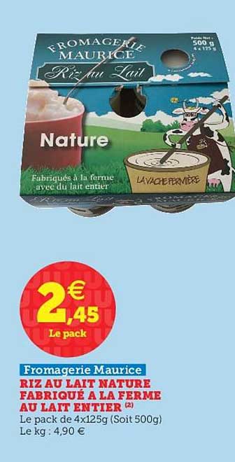 riz au lait nature fabriqué à la ferme au lait entier fromagerie maurice