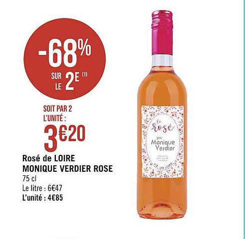 rosé de loire monique verdier rose -68% sur le 2e