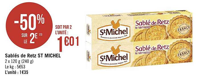 sablés de retz st michel -50% sur le 2e