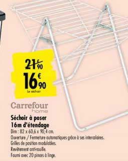 séchoir à poser 16m d'étendage carrefour home