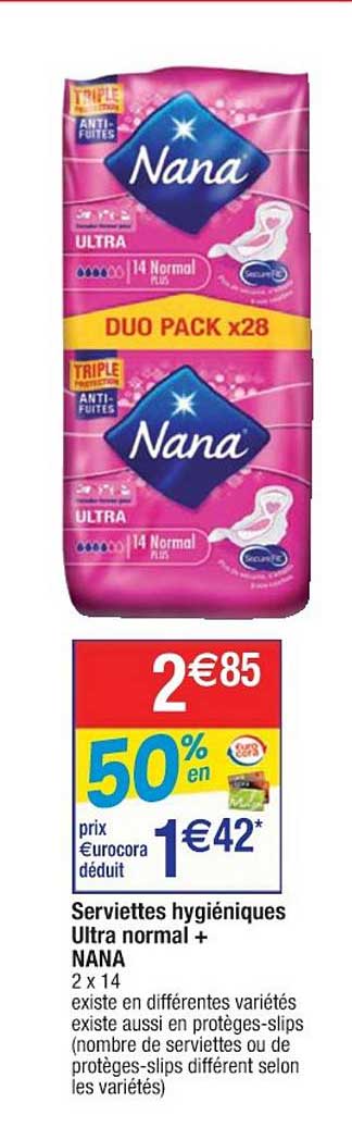 serviettes hygiéniques ultra normal+ nana