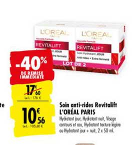 soin anti rides revitalift l'oréal paris -40% de remise immédiate