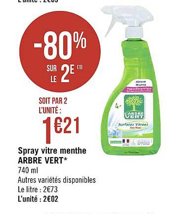 spary vitre menthe l'arbre vert -80% sur le 2e