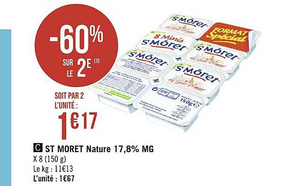 st moret nature 17.8% mg -60% sur le 2e
