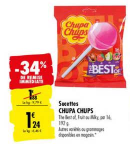sucettes chupa chups -34% de remise immédiate