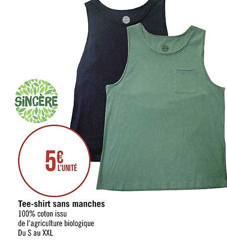 tee shirt sans manches sincère