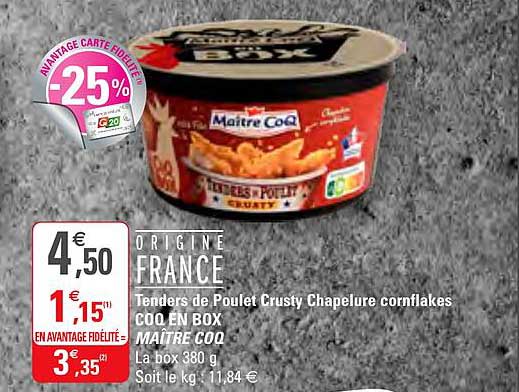 tenders de poulet crusty chapelure cornflakes coq en box maître coq