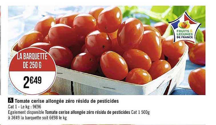 tomate cerise allongée zéro résidu de pesticides