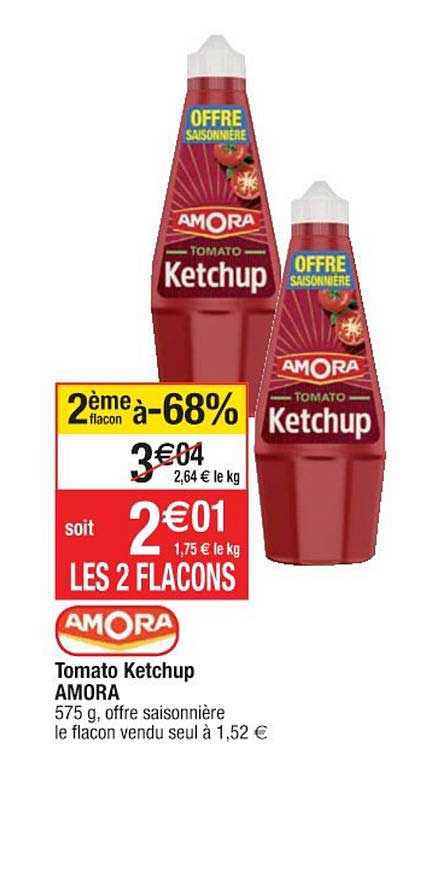 tomato ketchup amora 2ème flacon à -68%