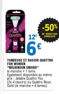 tondeuse et rasoir quattro for women wilkinson sword -50% de réduction immédiate