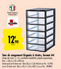 tour de rangement organix 6 tiroirs format a4