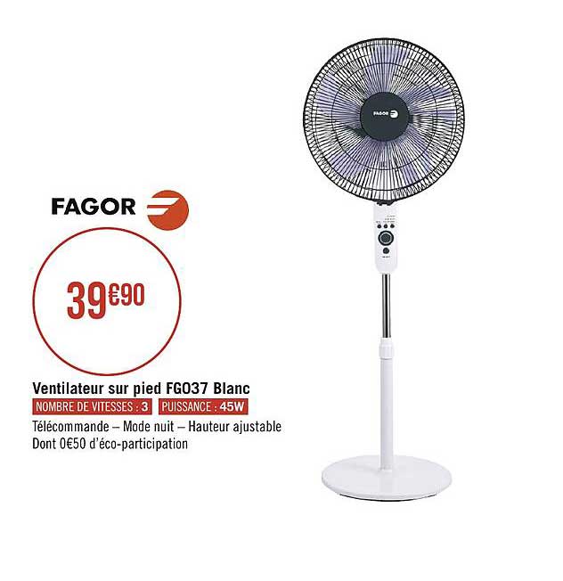 Ventilateur Sur Pied Fg037 Blanc Fagor