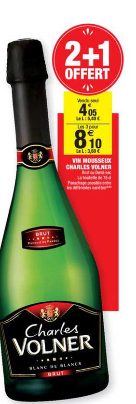 Vin Mousseux Charles Volner 2+1 Offert