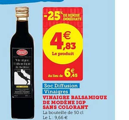 vinaigre balsamique de modène igp sans colorant soc diffusion vinaigres