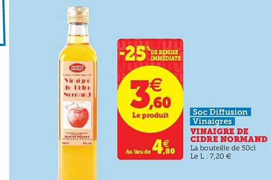 vinaigre de cidre normand soc diffusion vinaigres -25% de remise immédiate