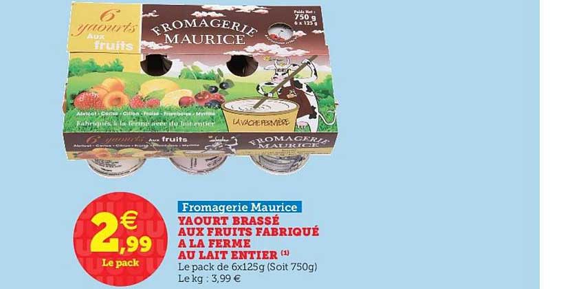 yaourt brassé aux fruits fabriqué à la ferme au lait entier fromagerie maurice