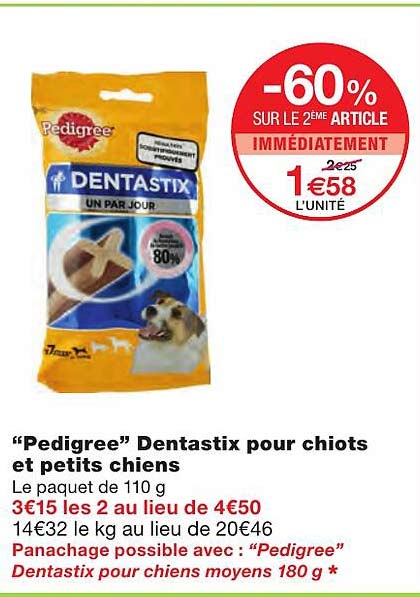 "pedigree" dentastix pour chiots et petits chiens