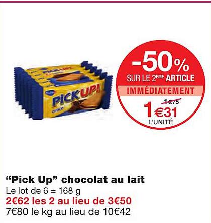"pick up" chocolat au lait
