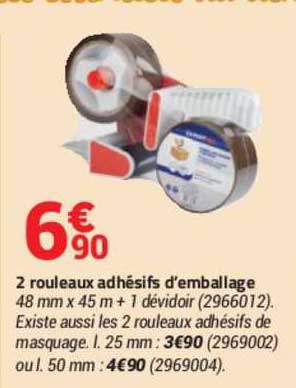 2 rouleaux adhésifs d'emballage