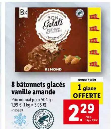 8 Bâtonnets Glacés Vanille Amande
